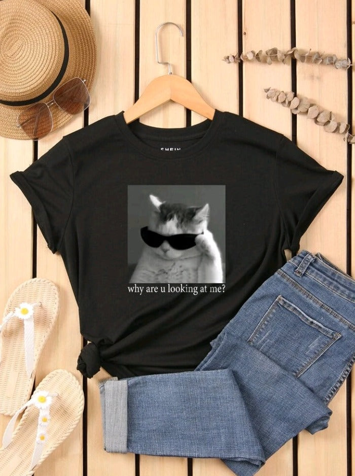 Camiseta estampado gato AF08
