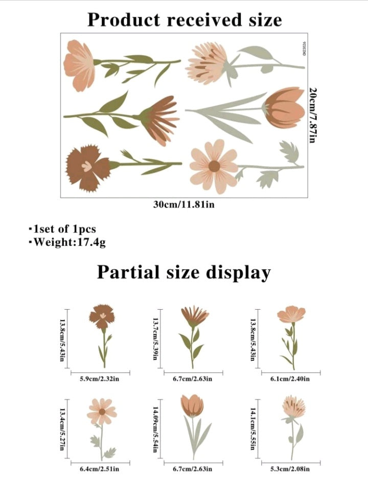 1 Set con Patrón Floral Decoración de Pared DT02