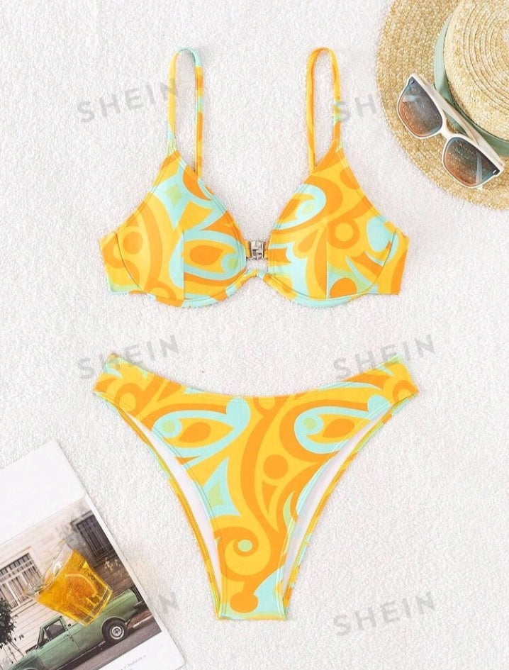 Conjunto De Bikini Cami Estampado Completo GS09