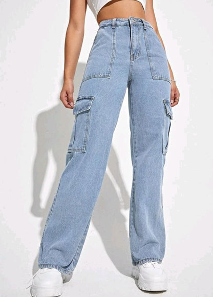 Jeans cargo de talle alto AN05